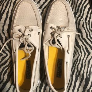 White sequin sperrys